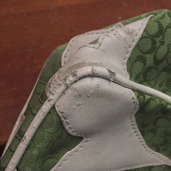 COACH Green and White Zebra Monogram Bag - Picture 6 of 7